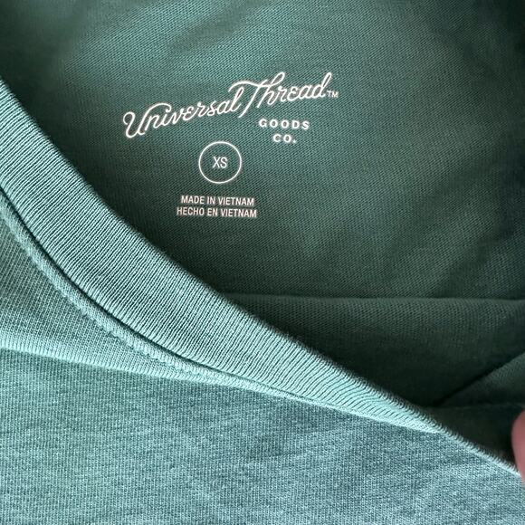 Universal Thread Ruched Side Knee Length T-shirt Dress WMNS XS Green Crew SS - Picture 7 of 12